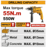 Compact Brushless Cordless Impact Drill - CIDLI20558 - Image 2