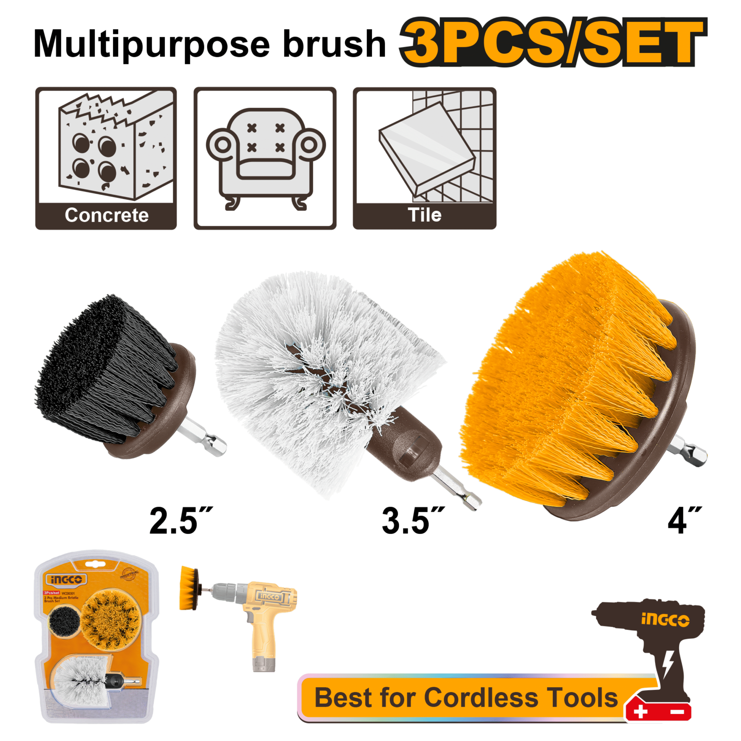 WCB0301 bzdf bdf 3 Pcs Multipurpose Brush Set - Image 1