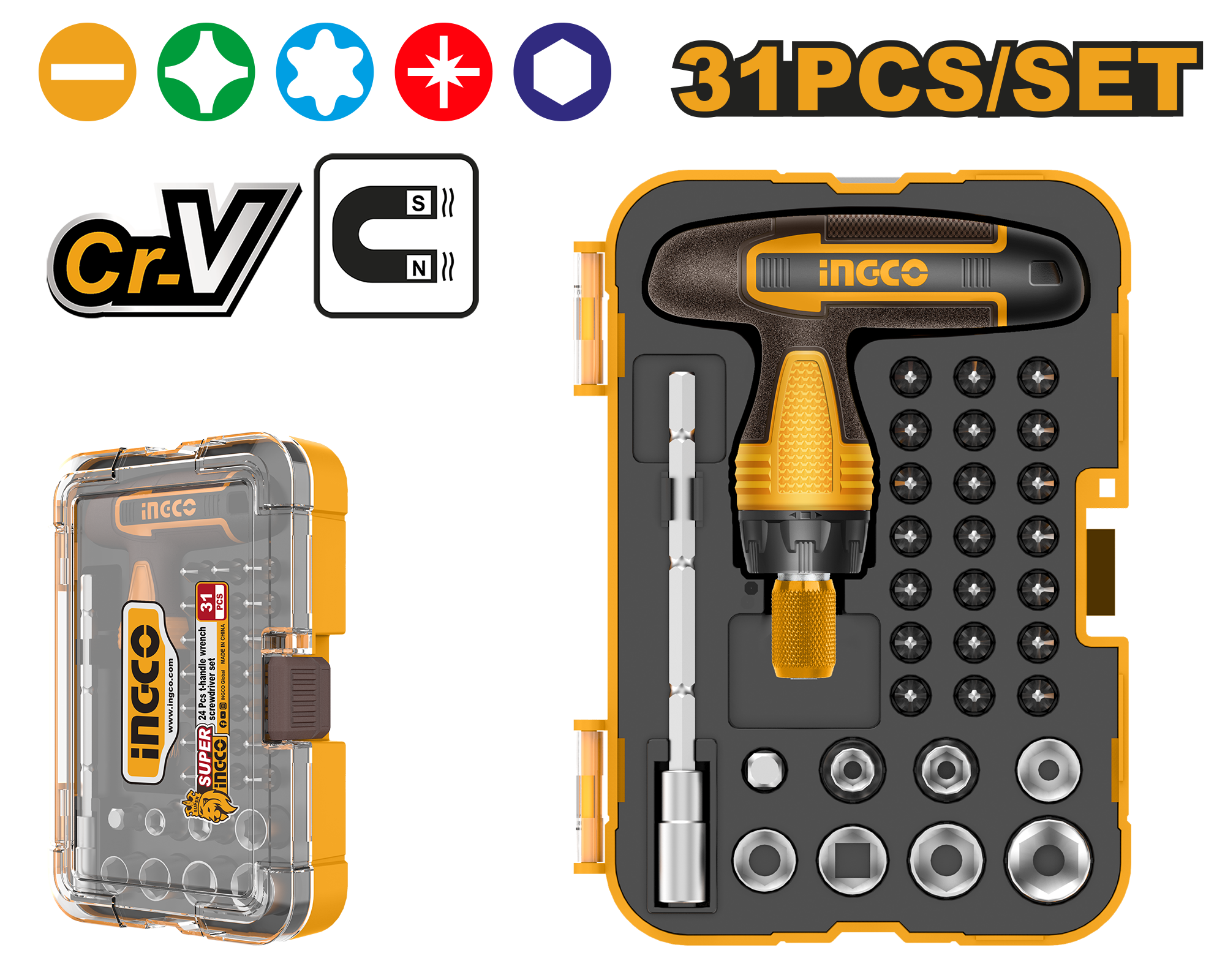 HKSDB0318 31 Pcs T-Handle Wrench Screwdriver Set - Image 1