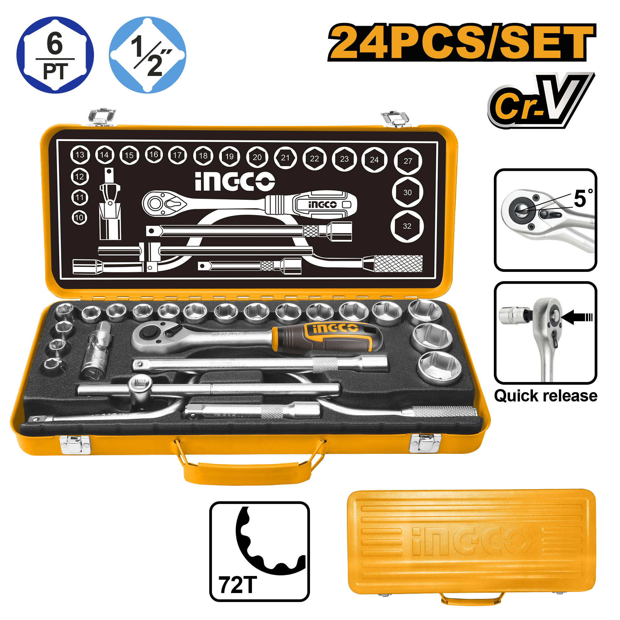 HKTS0243 (2) 24 Pcs 1/2" Socket Set - Image 1