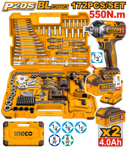 HKTHP41723 172 Pcs Cordless impact wrench tools set