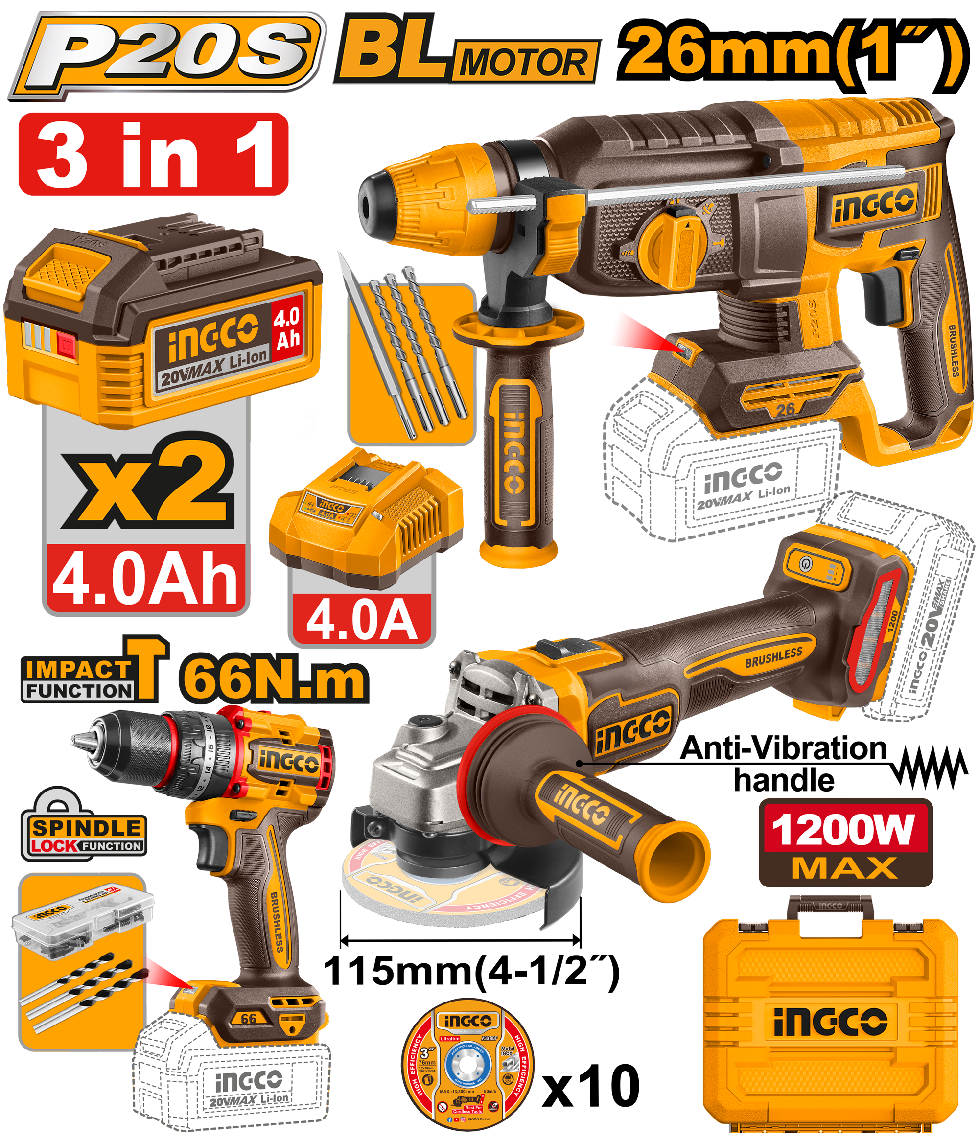 CKLI202598 3 Pcs Cordless Combo Kit CKLI202598 - Image 1