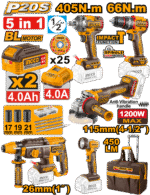 5 Pcs Cordless Industrial Combo Kit CKLI20595
