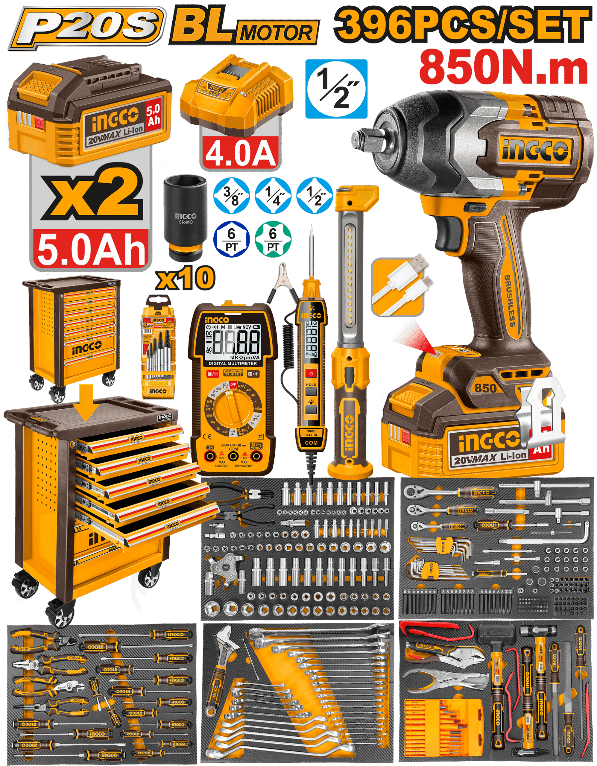 HTCS283962 396 Pcs Tool chest set HTCS283962 - Image 1